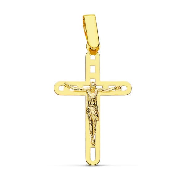 18K CRUZ CON CRISTO CALADA 26X16 MM
