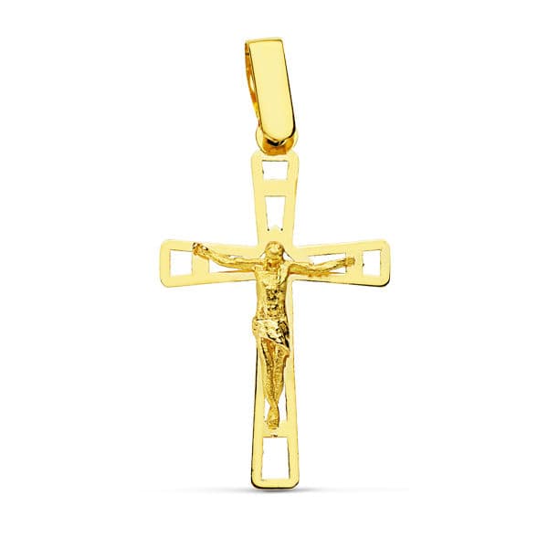 18K CRUZ CON CRISTO CALADA 26X16 MM