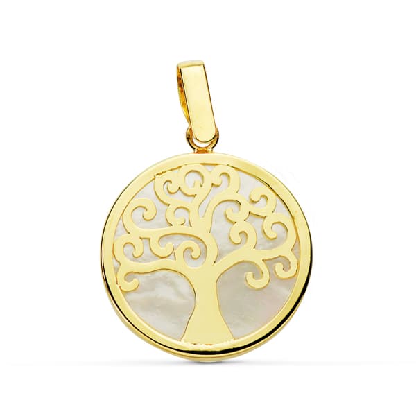 18K COLGANTE NACAR ARBOL DE LA VIDA 18 MM