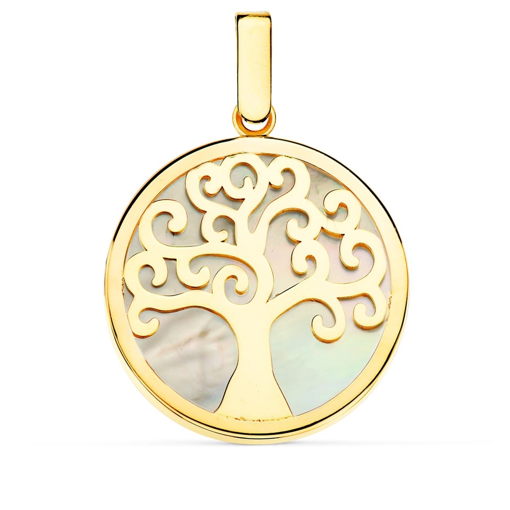 18K COLGANTE NACAR ARBOL DE LA VIDA 20 MM
