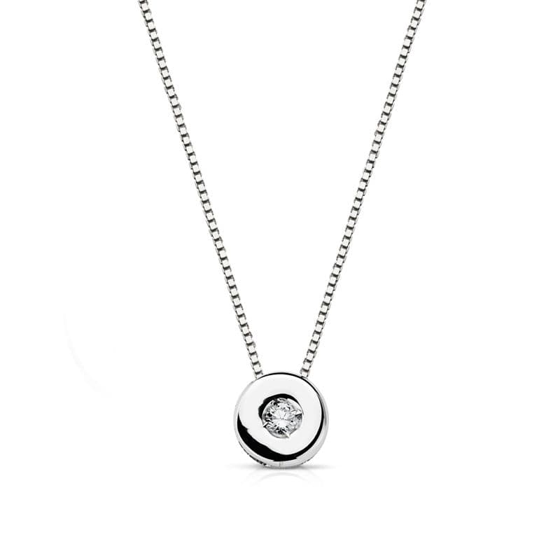 18K GARGANTILLA ORO BLANCO CHATON DIAMANTE 0.02 QTS. H-I CADENA 42 CM
