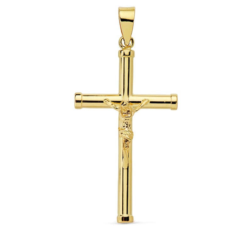 18K CRUZ CON CRISTO 29X17 MM TUBO 2.5 MM