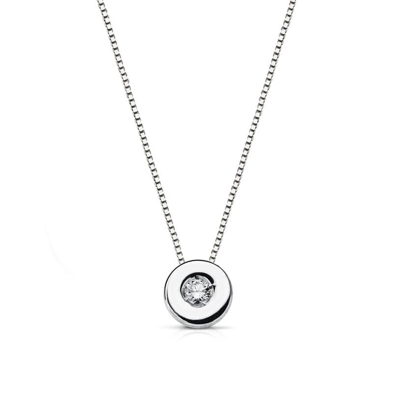18K GARGANTILLA ORO BLANCO CHATON DIAMANTE 0.05 QTS. H-SI CADENA 42 CM