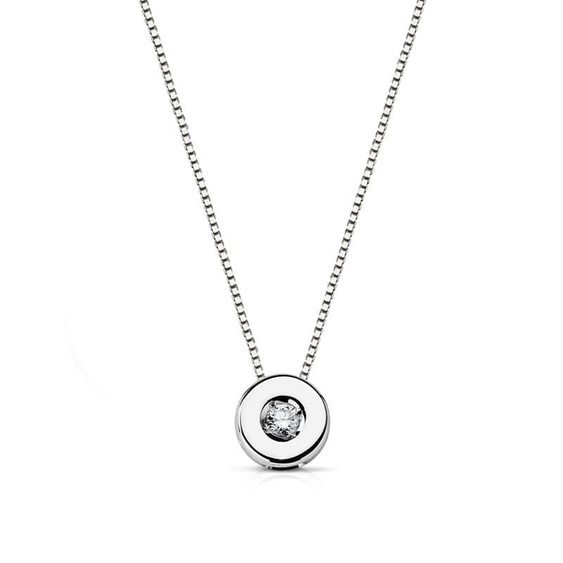 18K GARGANTILLA ORO BLANCO CHATON DIAMANTE 0.035 QTS. H-I CADENA 42 CM