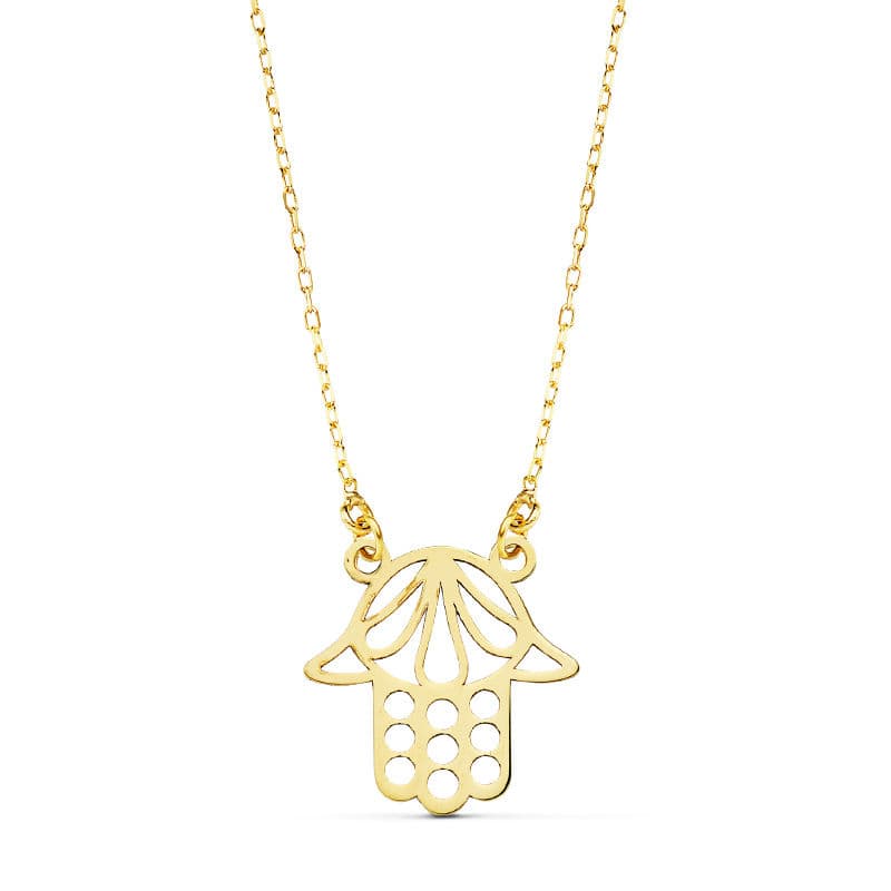 18K GARGANTILLA MANO DE FATIMA 45CM 14X14 MM