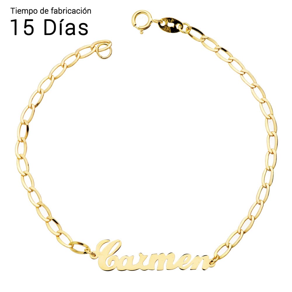 18K PULSERA NOMBRE 17 CM CADENA BILBAO