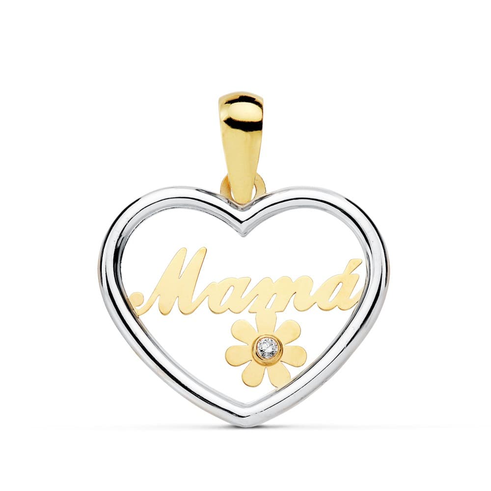 18K COLGANTE MAMA CORAZON BICOLOR 19X15 MM
