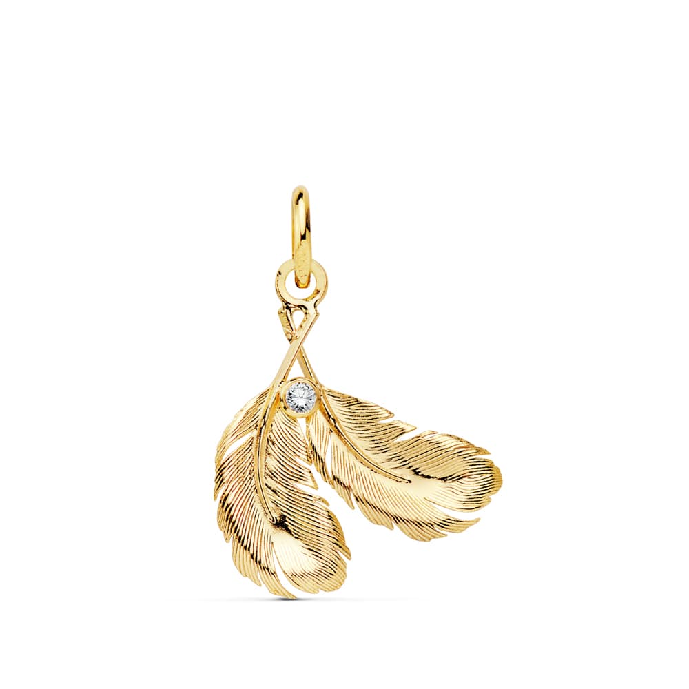 18K COLGANTE DOS PLUMAS 17X15 MM