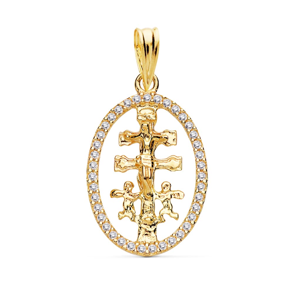 18K COLGANTE CRUZ CARAVACA ORLA 18X13 MM