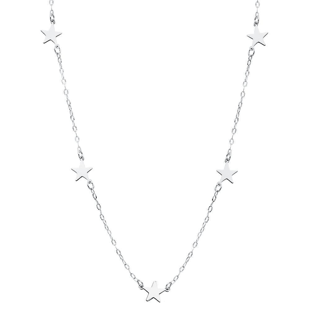 18K GARGANTILLA ESTRELLAS ORO BLANCO 42 CM