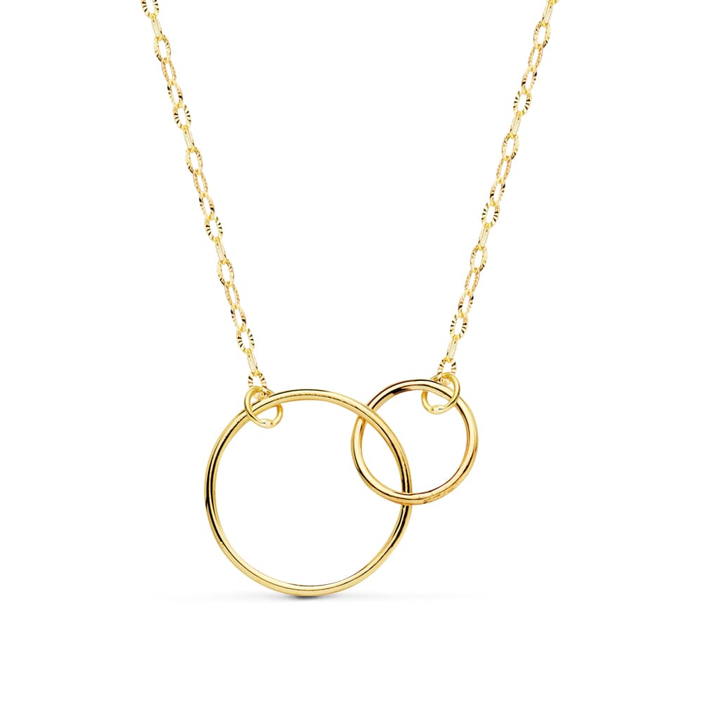 18K GARGANTILLA DOBLE ARO 14 Y 8 MM CADENA 42 CM