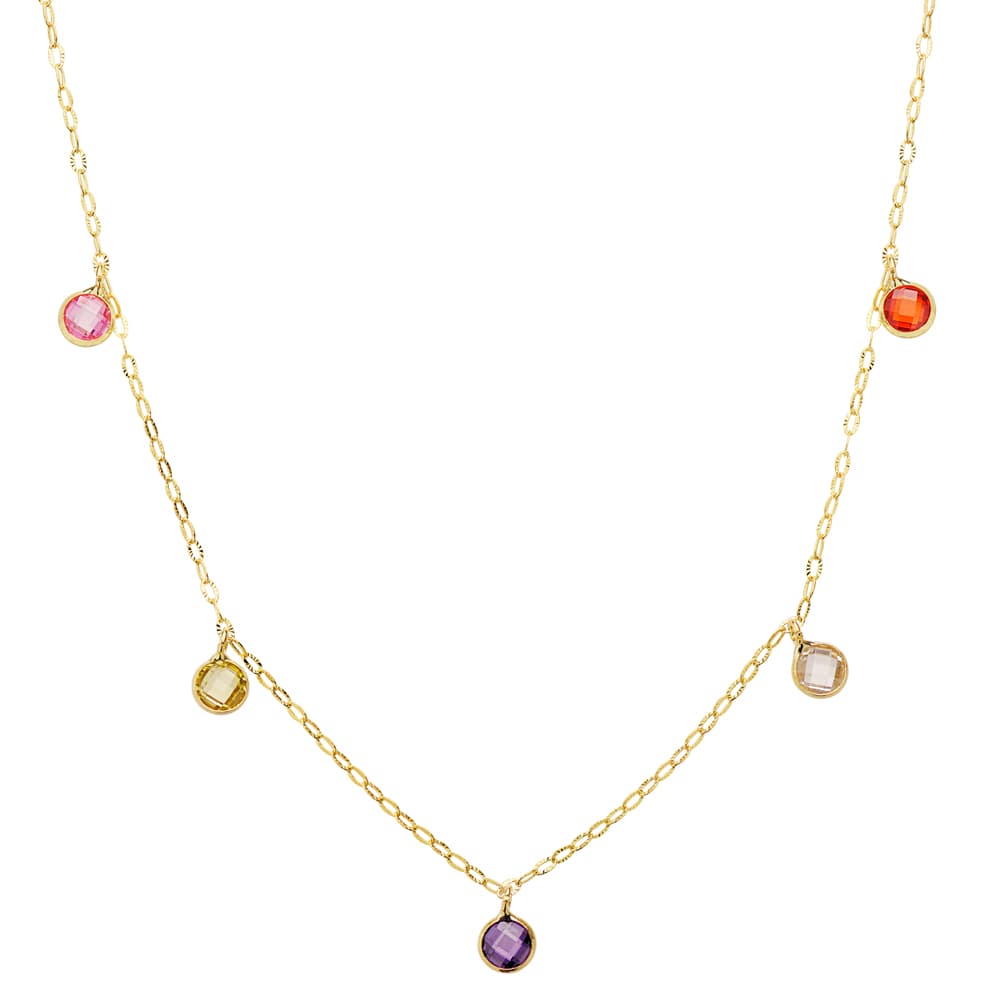 18K GARGANTILLA ORO AMARILLO PIEDRAS 5 MM CADENA FORZADA 45 CM