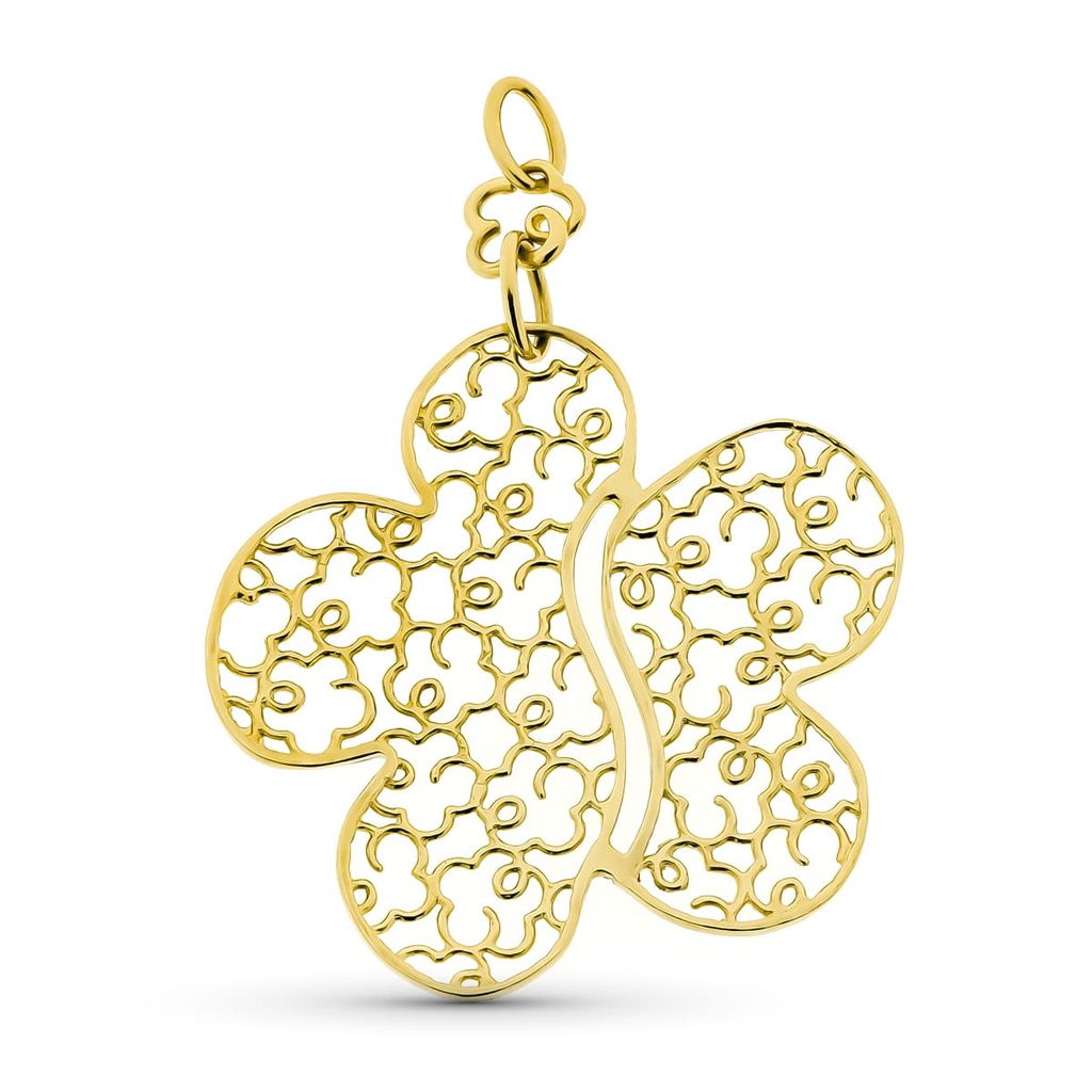18K COLGANTE ORO AMARILLO FLOR CALADA 37X40 MM