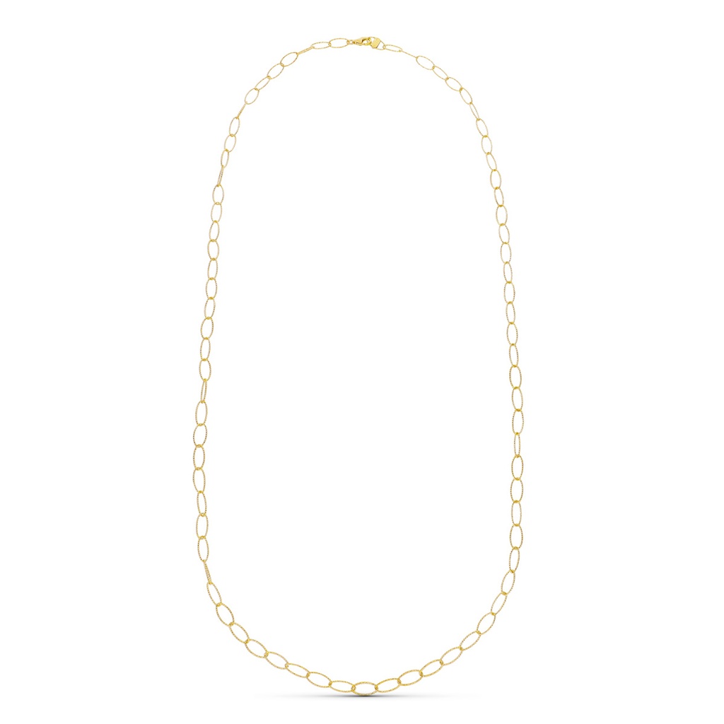 18K COLLAR ORO AMARILLO ESLABON DIAMANTADO 80CM