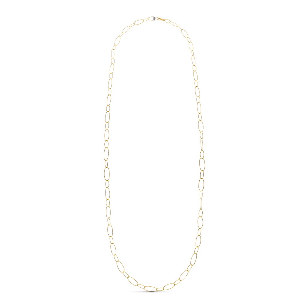 18K COLLAR ORO AMARILLO ESLABON DIAMANTADO 80CM