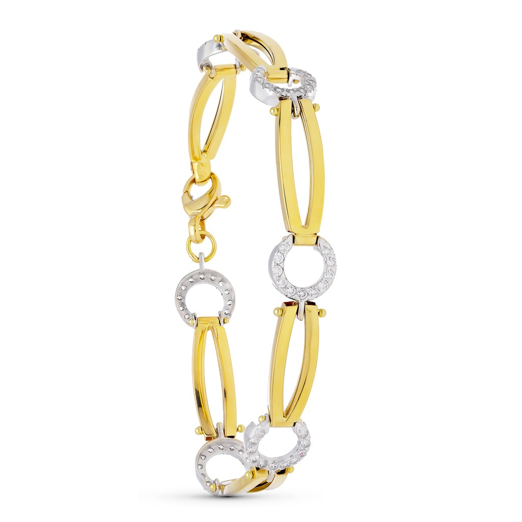 18K PULSERA ORO BICOLOR CIRCONITAS