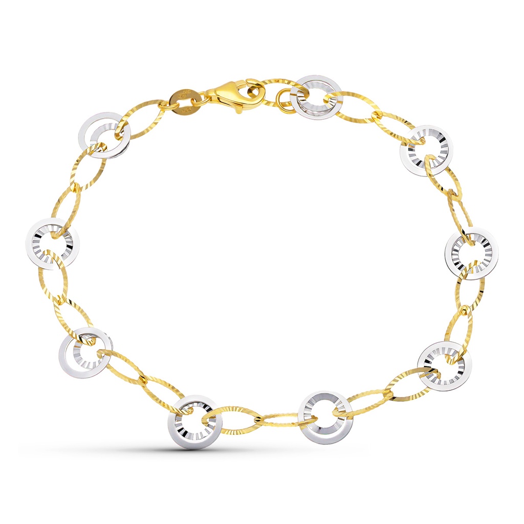18K PULSERA ORO BICOLOR CIRCULOS