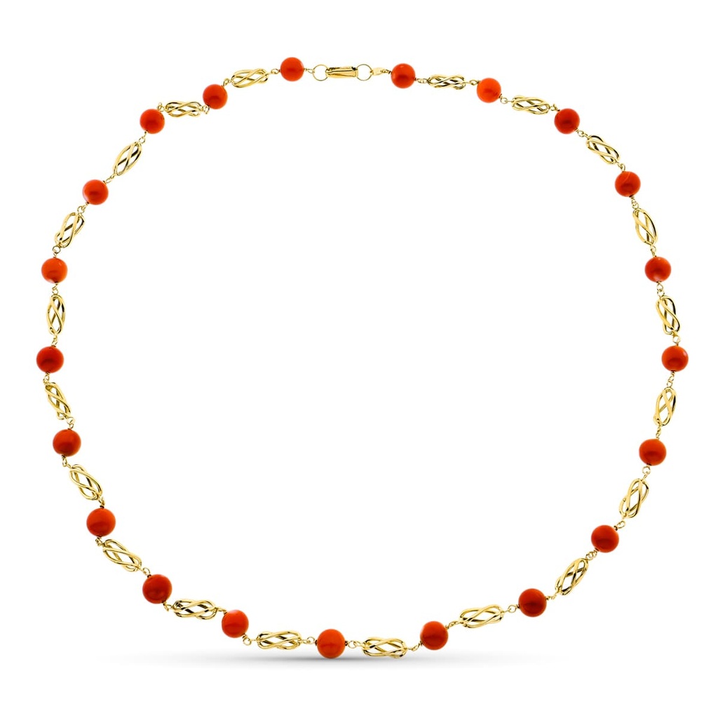 18K COLLAR ORO AMARILLO JAULA CORAL FINO JAPONES 7.5 MM 60 CM