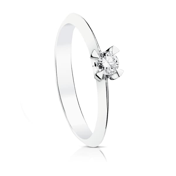 18K SOLITARIO DIAMANTE TALLA BRILLANTE ORO BLANCO 0.150 QTS. SI-H