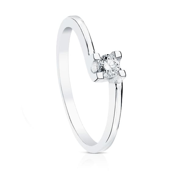 18K SOLITARIO DIAMANTE TALLA BRILLANTE ORO BLANCO 0.150 QTS. SI-H
