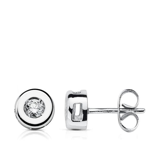 18K PENDIENTES ORO BLANCO DIAMANTES 6.5 MM 0.220 QTS. H-SI