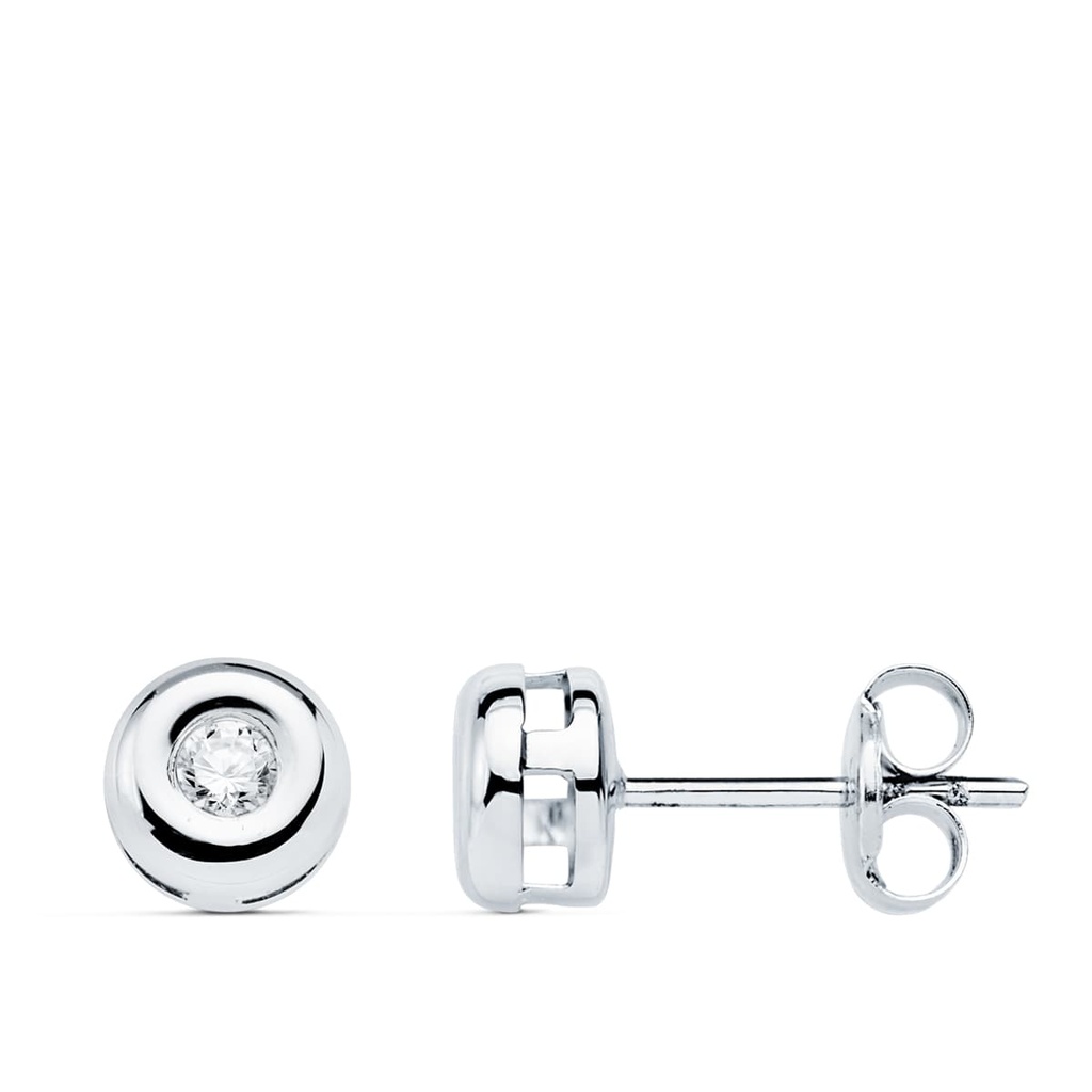 18K PENDIENTES ORO BLANCO DIAMANTES TALLA BRILLANTE 0.140 QTS 5.5 MM