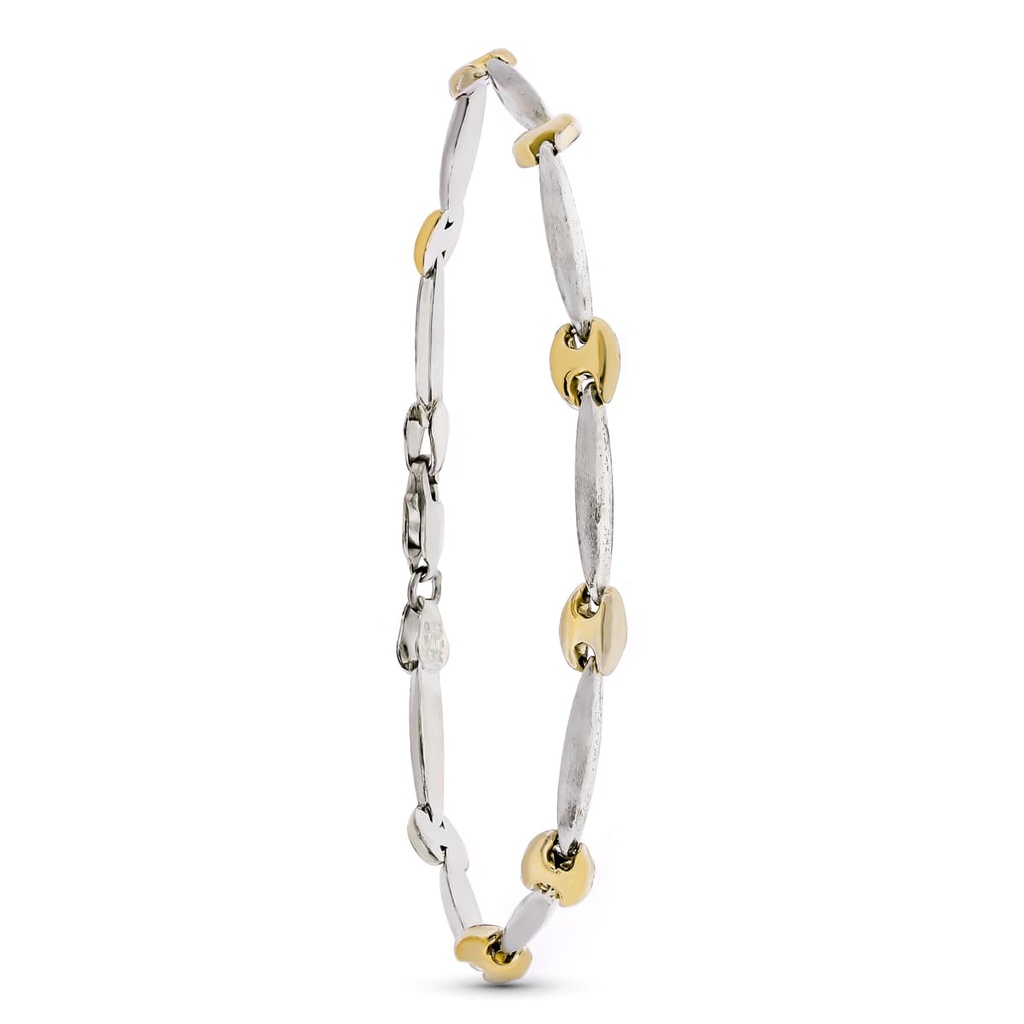 18K PULSERA ESTAMPADA ORO Y PLATA