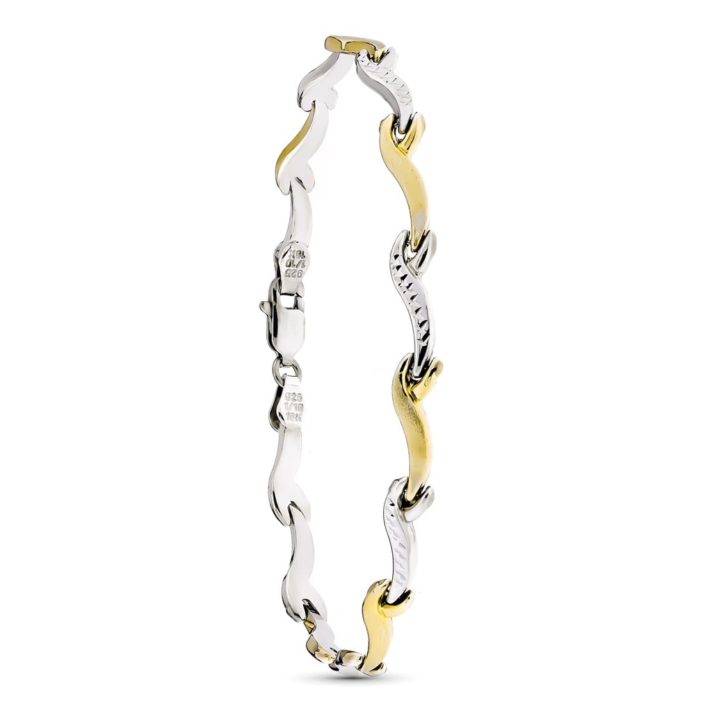 18K PULSERA ESTAMPADA ORO Y PLATA