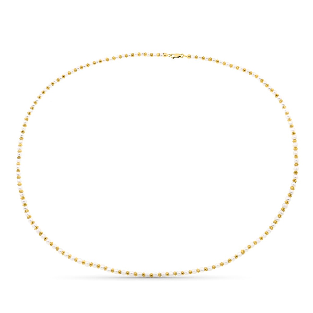 18K COLLAR PERLA Y ANILLAS ORO 45CM