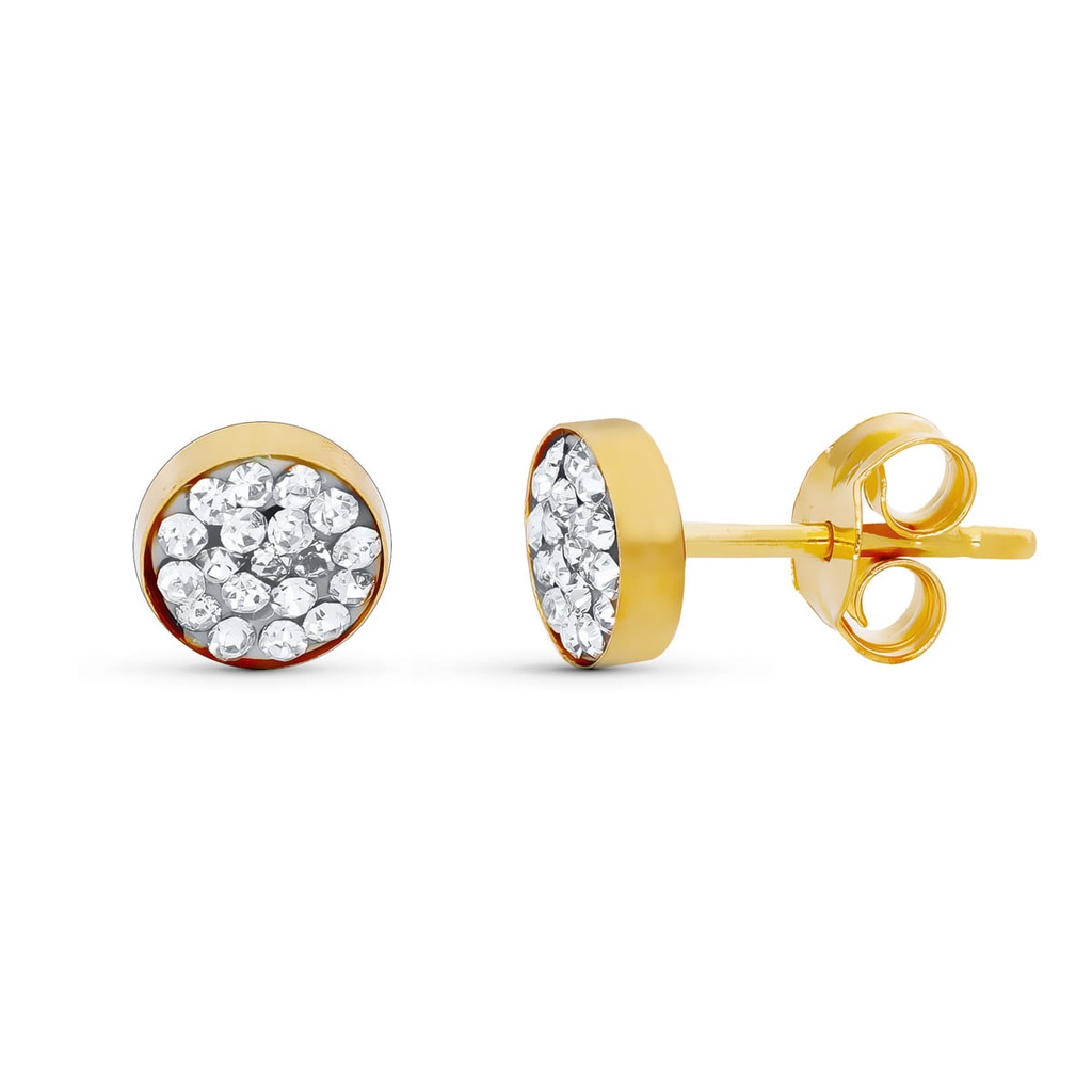 18K PENDIENTES ORO AMARILLO PIEDRAS REDONDO 4.00 MM PRESION