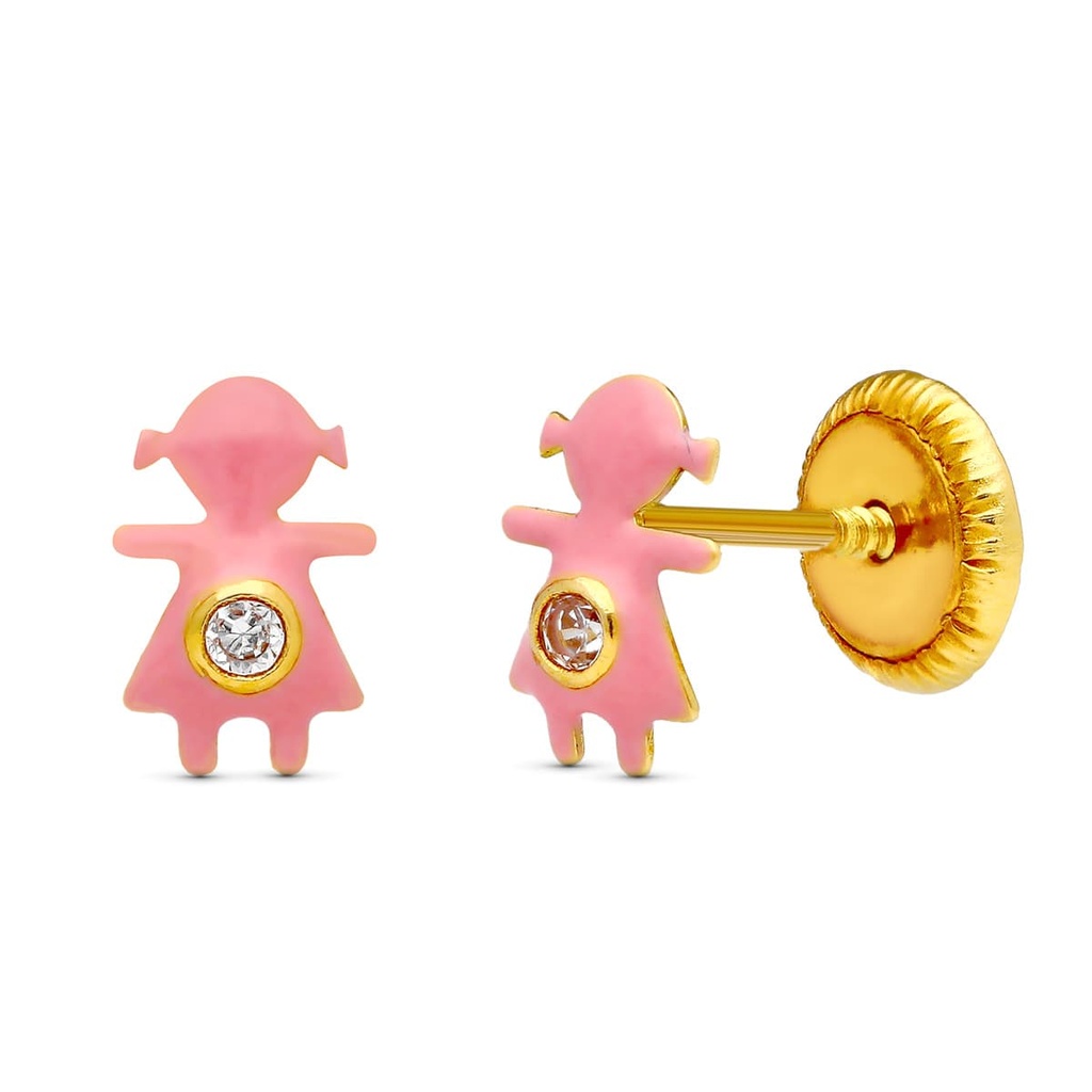 18K PENDIENTES ORO AMARILLO NIÑA ESMALTE 6X4 MM