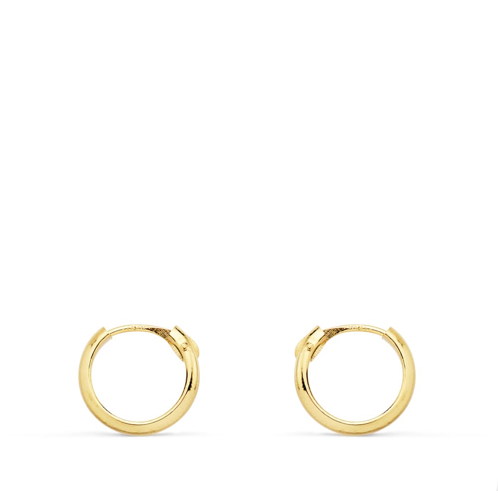 18K AROS HUECOS ORO AMARILLO MEDIA CAÑA LIGEROS. 10X2 MM