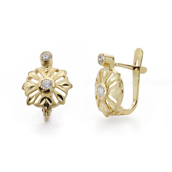 18K PENDIENTES CUBANAS NIÑA CIRCONITAS 11X9 MM