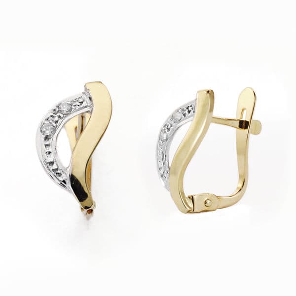 18K PENDIENTES ORO BICOLOR CIRCONITAS 13X10 MM