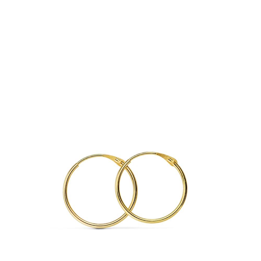 18K AROS ORO AMARILLO REDONDOS LISOS LIGEROS 14X1 MM