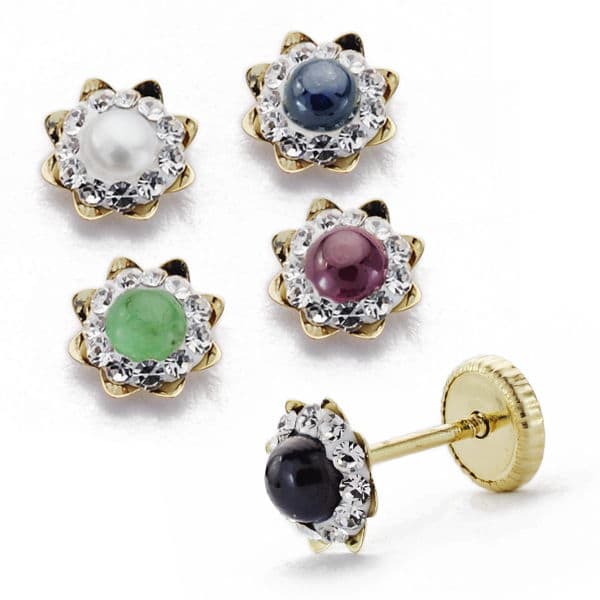 18K PENDIENTES CIRCONITA PIEDRA FINA 5 MM
