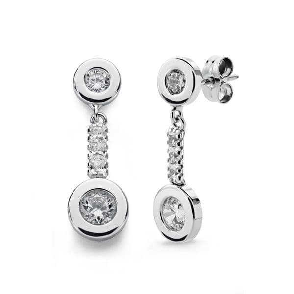 18K PENDIENTES ORO BLANCO CIRCONITAS 21X7 MM