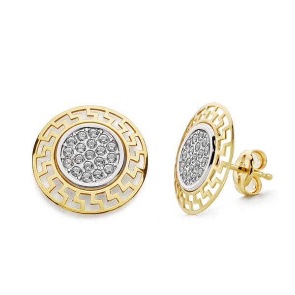 18K PENDIENTES CIRCONITAS BICOLOR 12 MM