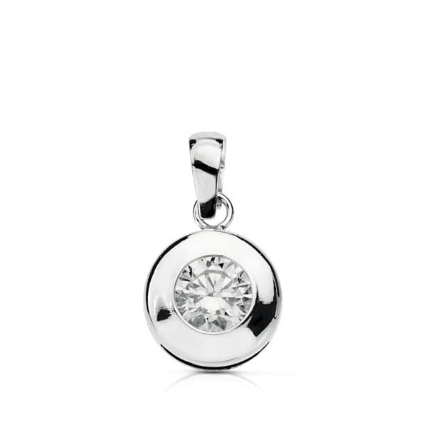18K COLGANTE CHATON CIRCONITA ORO BLANCO 5.5 MM