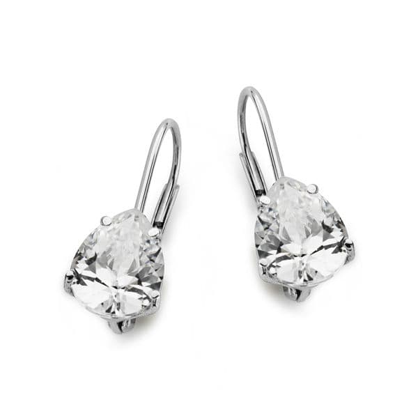 18K PENDIENTES CIRCONITA PERA ORO BLANCO 20X7 MM