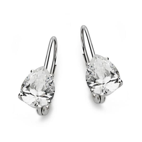 18K PENDIENTES CIRCONITA PERA ORO BLANCO 21X8 MM