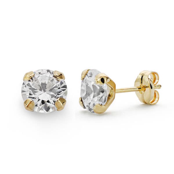 18K PENDIENTES ORO AMARILLO GARRAS CIRCONITAS 7 MM