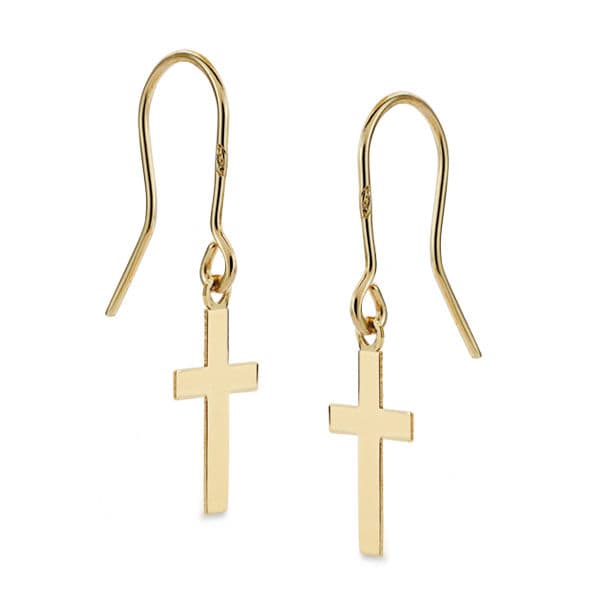 18K PENDIENTES CRUZ LISA 12X7 MM