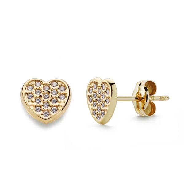 18K PENDIENTES ORO AMARILLO CORAZON CIRCONITAS 7X7 MM