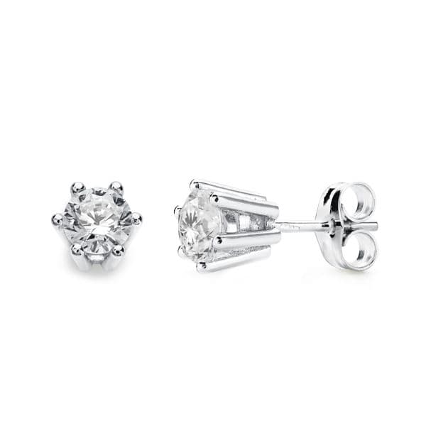 18K PENDIENTES GARRAS ORO BLANCO 5.5X5.5 MM
