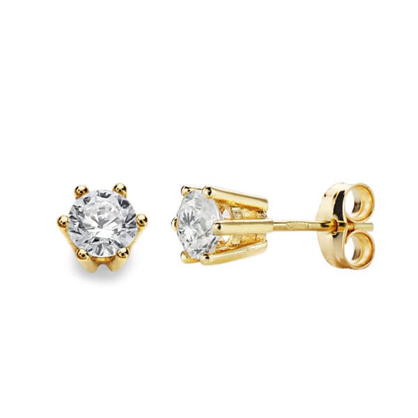 18K PENDIENTES GARRAS ORO AMARILLO 6X6 MM