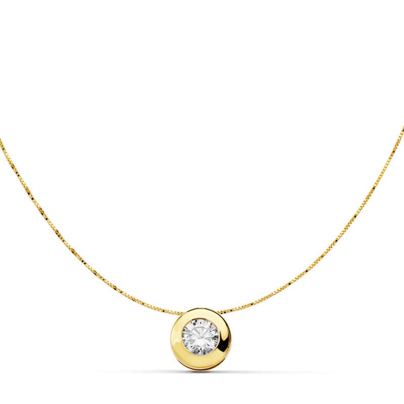 18K COLGANTE CHATON 7 MM CADENA 42 CM