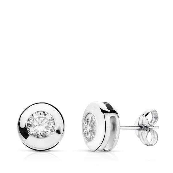 18K PENDIENTES ORO BLANCO CHATON 7 MM CIRCONITA