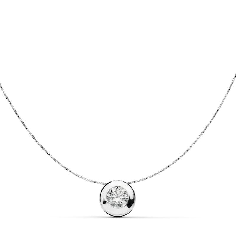 18K GARGANTILA COLLAR CHATON ORO BLANCO 7 MM CADENA 42 CM