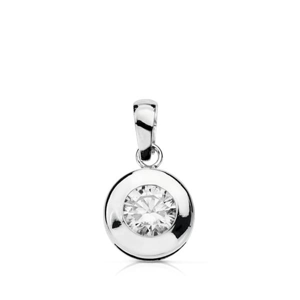 18K COLGANTE ORO BLANCO CHATON 7 MM CIRCONITA